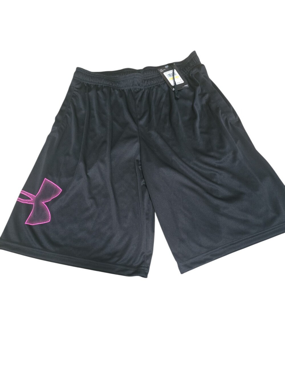 Under Armour Men's Black Athletic Shorts with Pink Logo